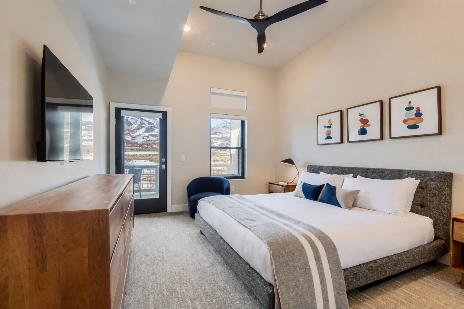 Drift off to sleep with breathtaking mountain views framing your window, creating your perfect alpine sanctuary.