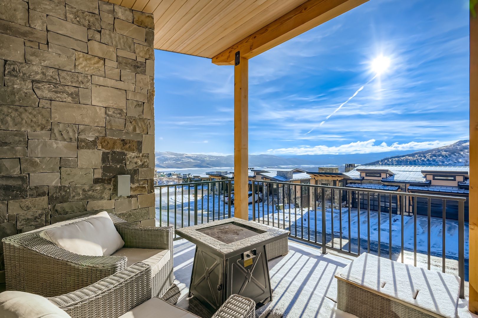 Unwind on your private balcony with stunning mountain views, crisp alpine air, and cozy seating perfect for morning coffee or evening relaxation.