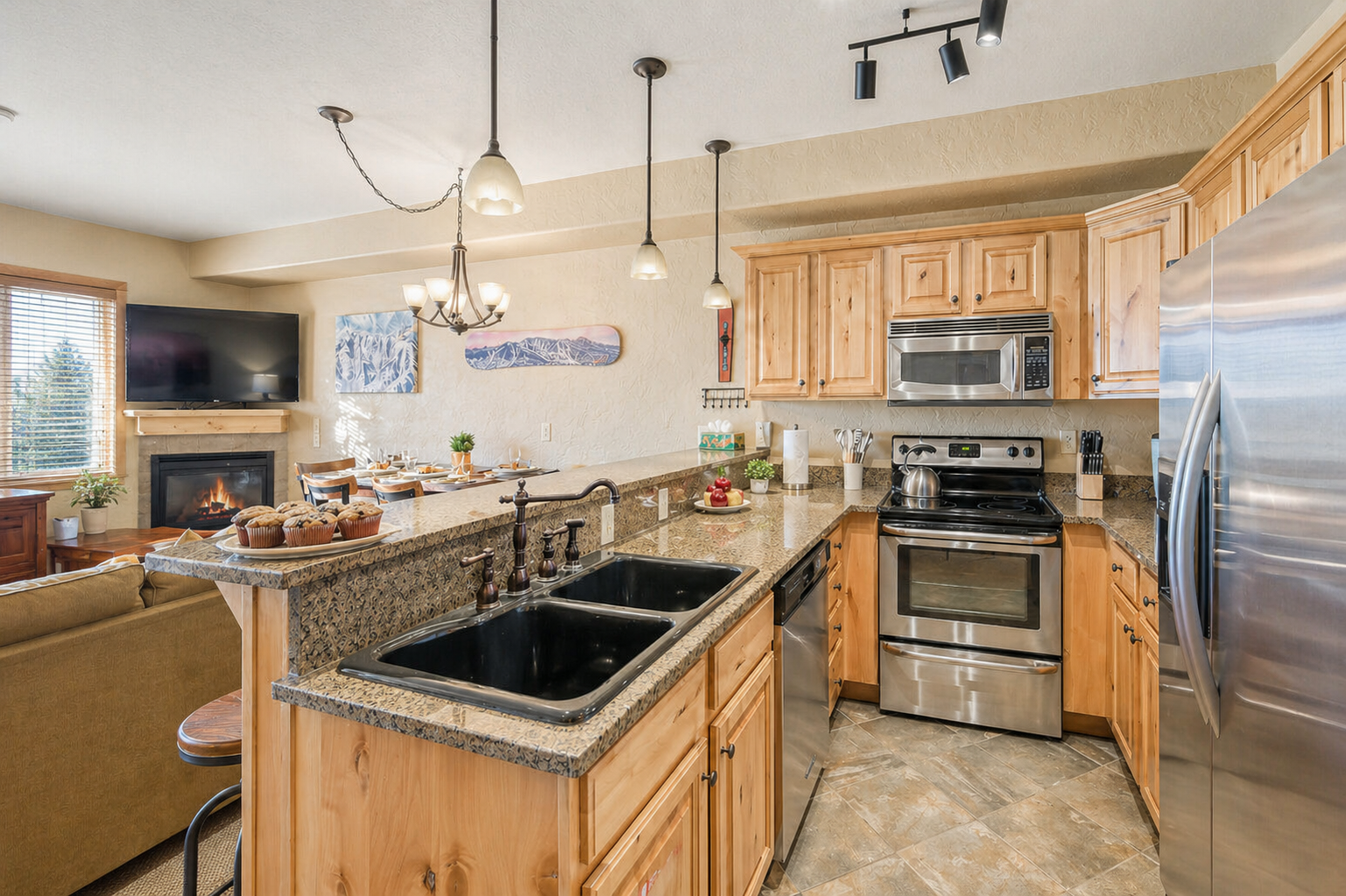 full sized kitchen makes meals a breeze