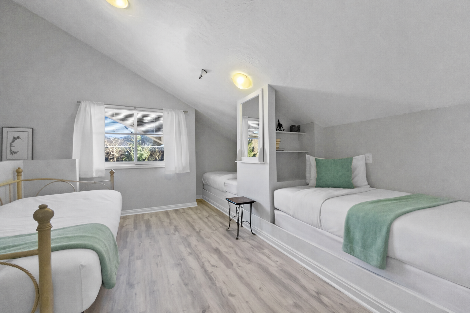 Cozy loft space with multiple built-in beds. Perfect for a group or family stay in the mountains.