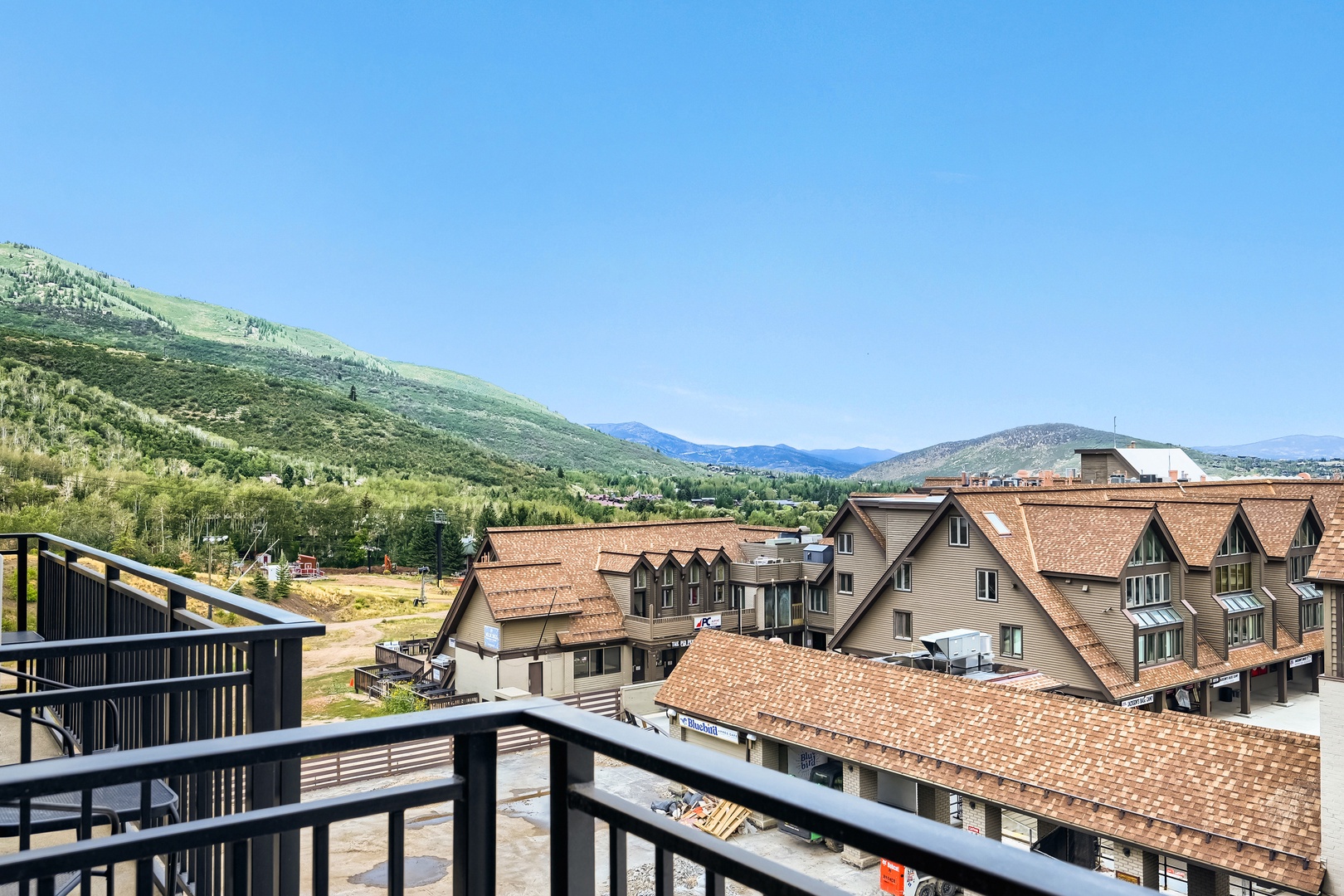 Step onto your private balcony and take in the sweeping mountain views surrounding this alpine retreat. The fresh air and scenic landscape create the perfect setting for your mountain getaway.