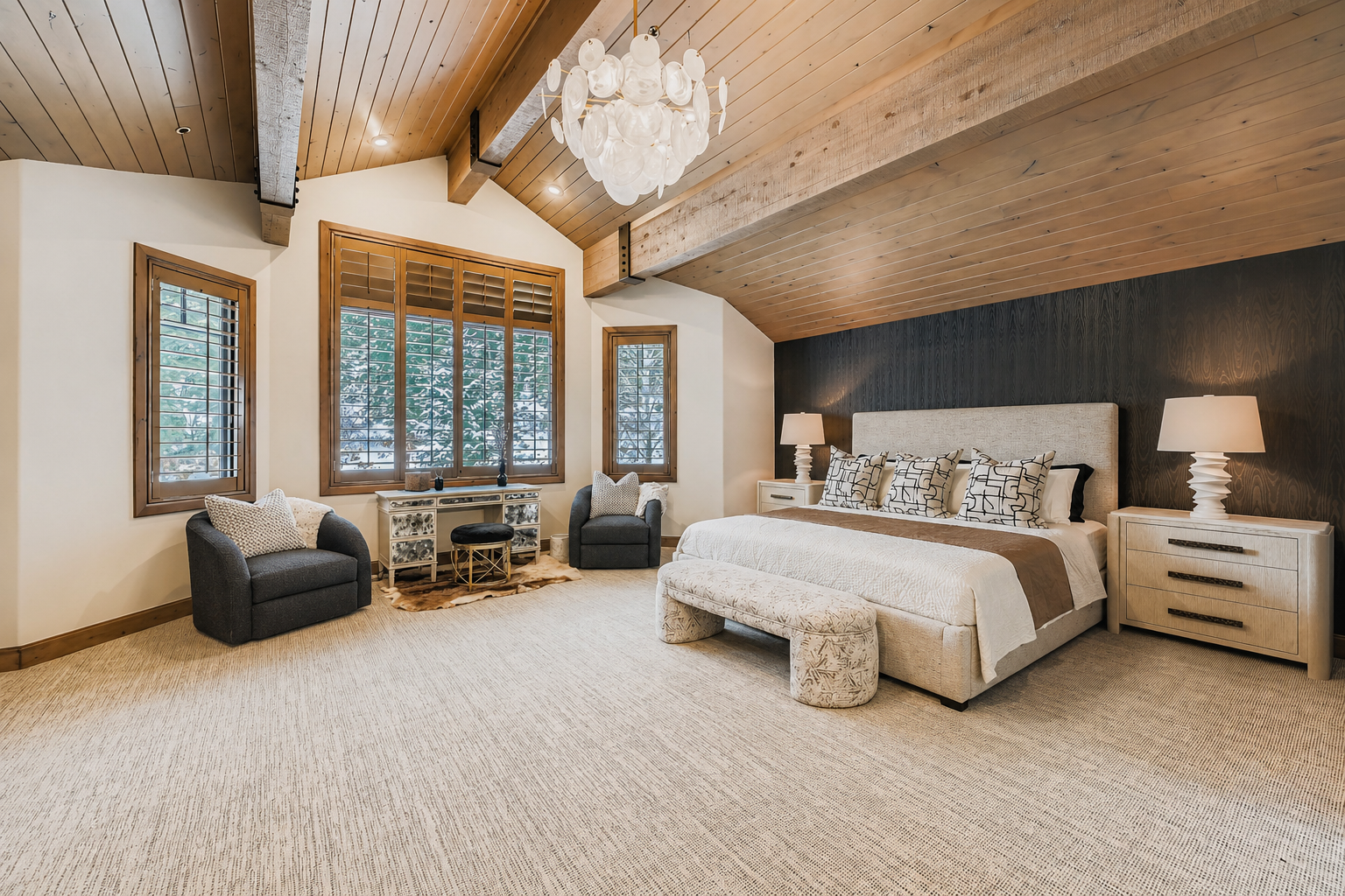 Modern, cozy and spacious primary suite.