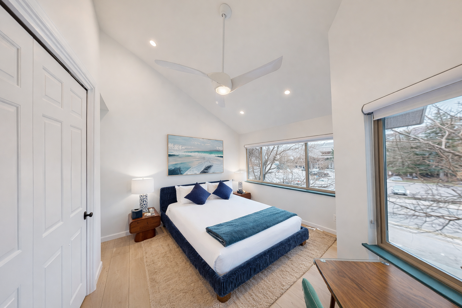 Unwind in our stylish, primary queen suite offering a comfortable bed, thoughtful amenities, and a tranquil ambiance for an ideal getaway.