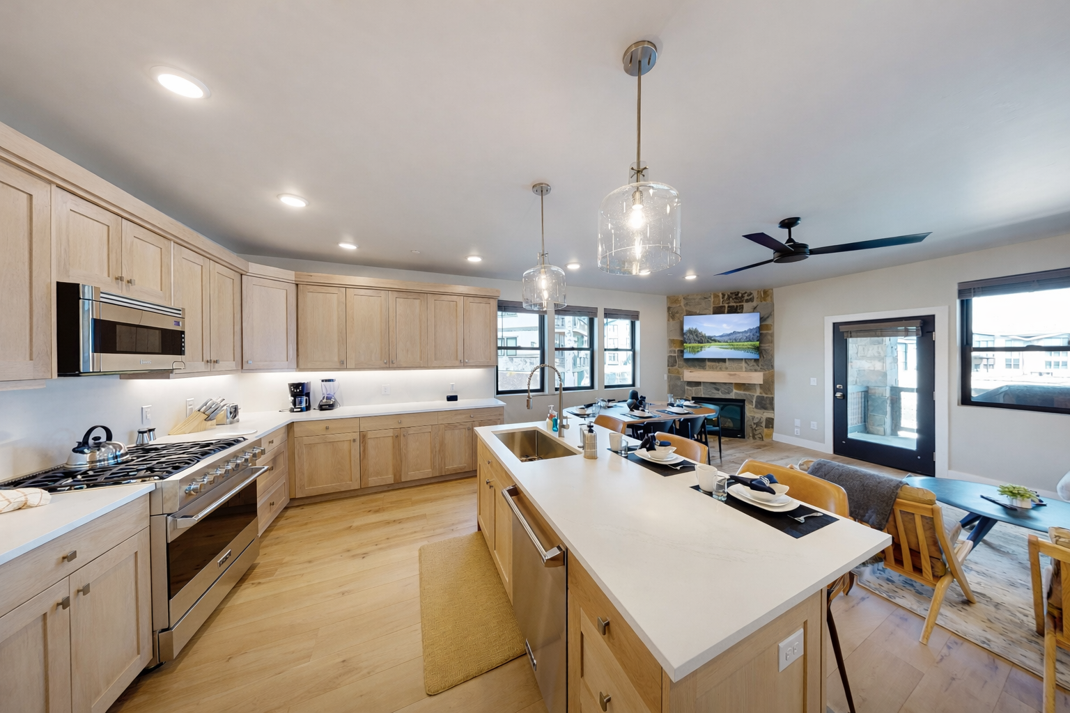 Your gourmet kitchen features premium appliances and spacious countertops, perfect for creating memorable meals during your stay.