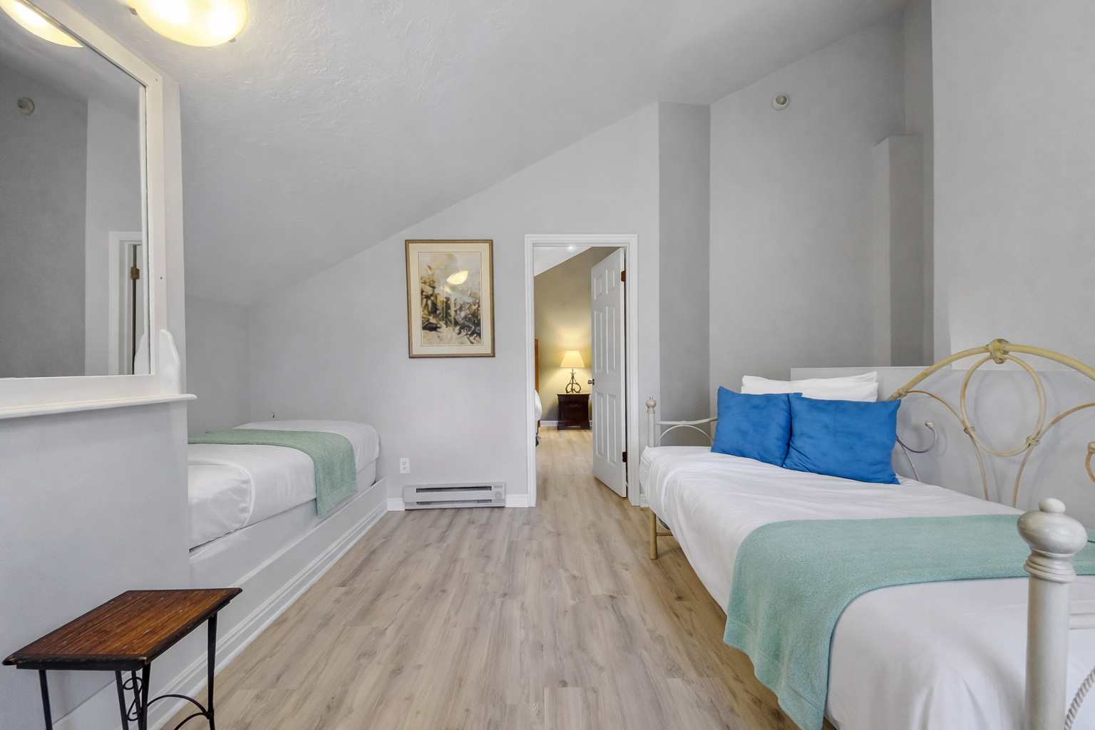 Cozy loft space with multiple built-in beds. Perfect for a group or family stay in the mountains.