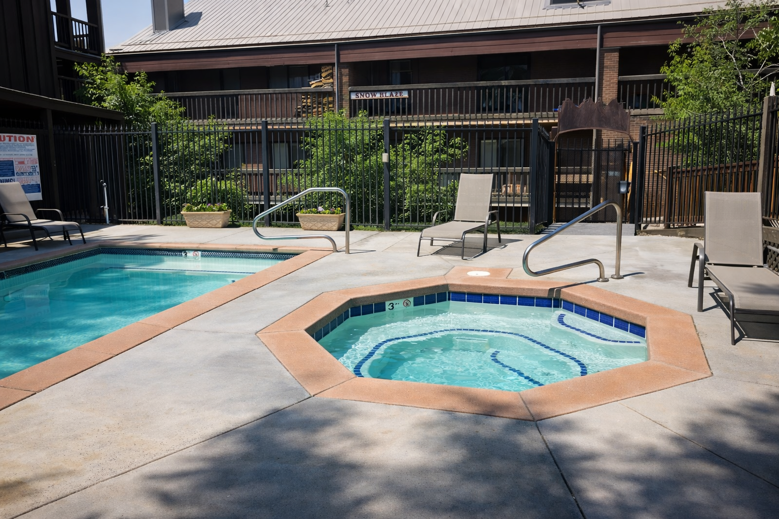 Soak away your stress in the bubbling hot tub, then cool off in the sparkling pool just steps away.
