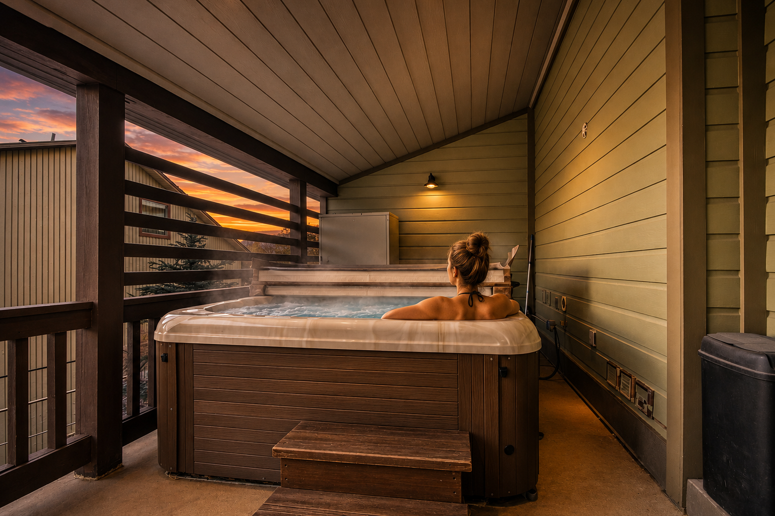 Unwind in your private hot tub while soaking in a stunning sunset view—warm water, mountain air, and total relaxation await you.