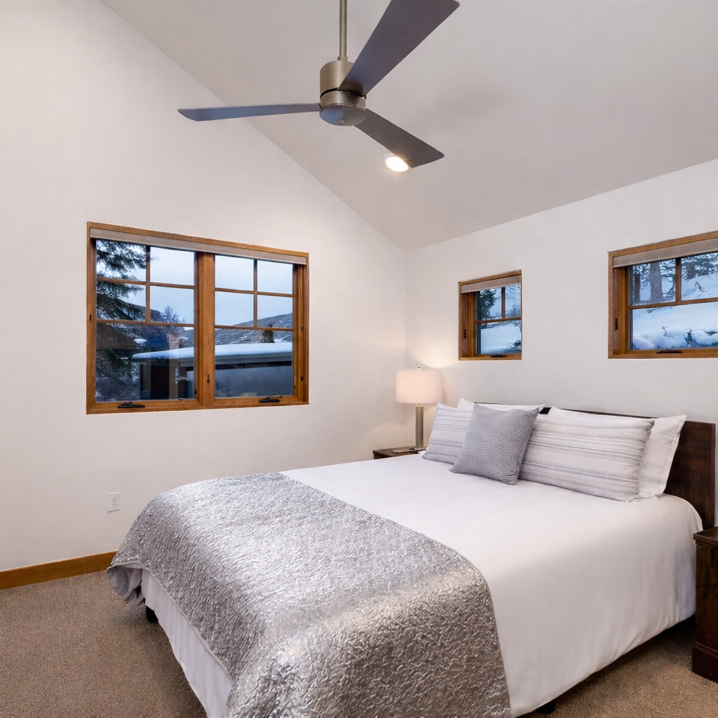 Drift off peacefully in this serene bedroom where soft linens and gentle lighting create your perfect retreat.