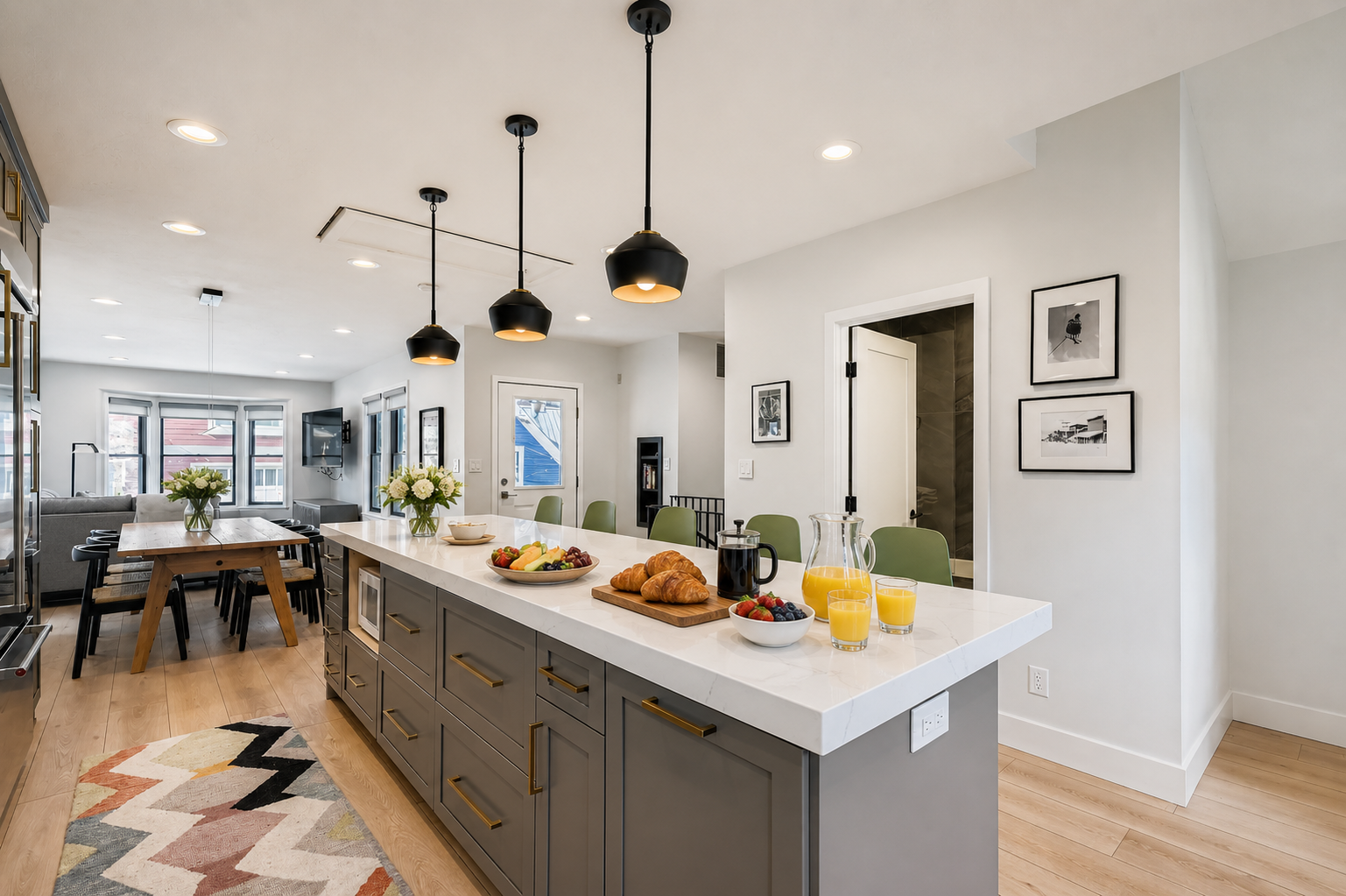 Room to spread out and enjoy a meal with family or friends.