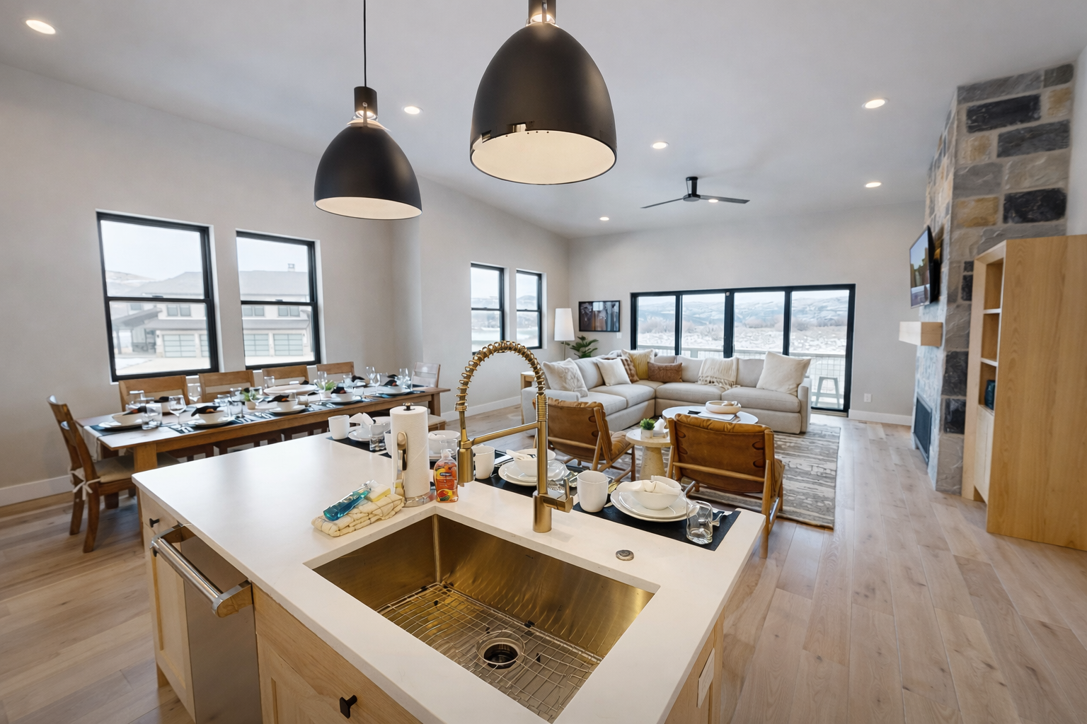 Your open-concept haven features a gleaming kitchen island where you'll prepare meals while chatting with loved ones in the bright living space.