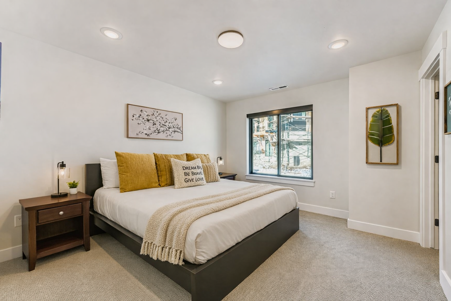 Rest peacefully in your serene bedroom with soft linens, warm natural light, and thoughtful touches that make you feel at home.