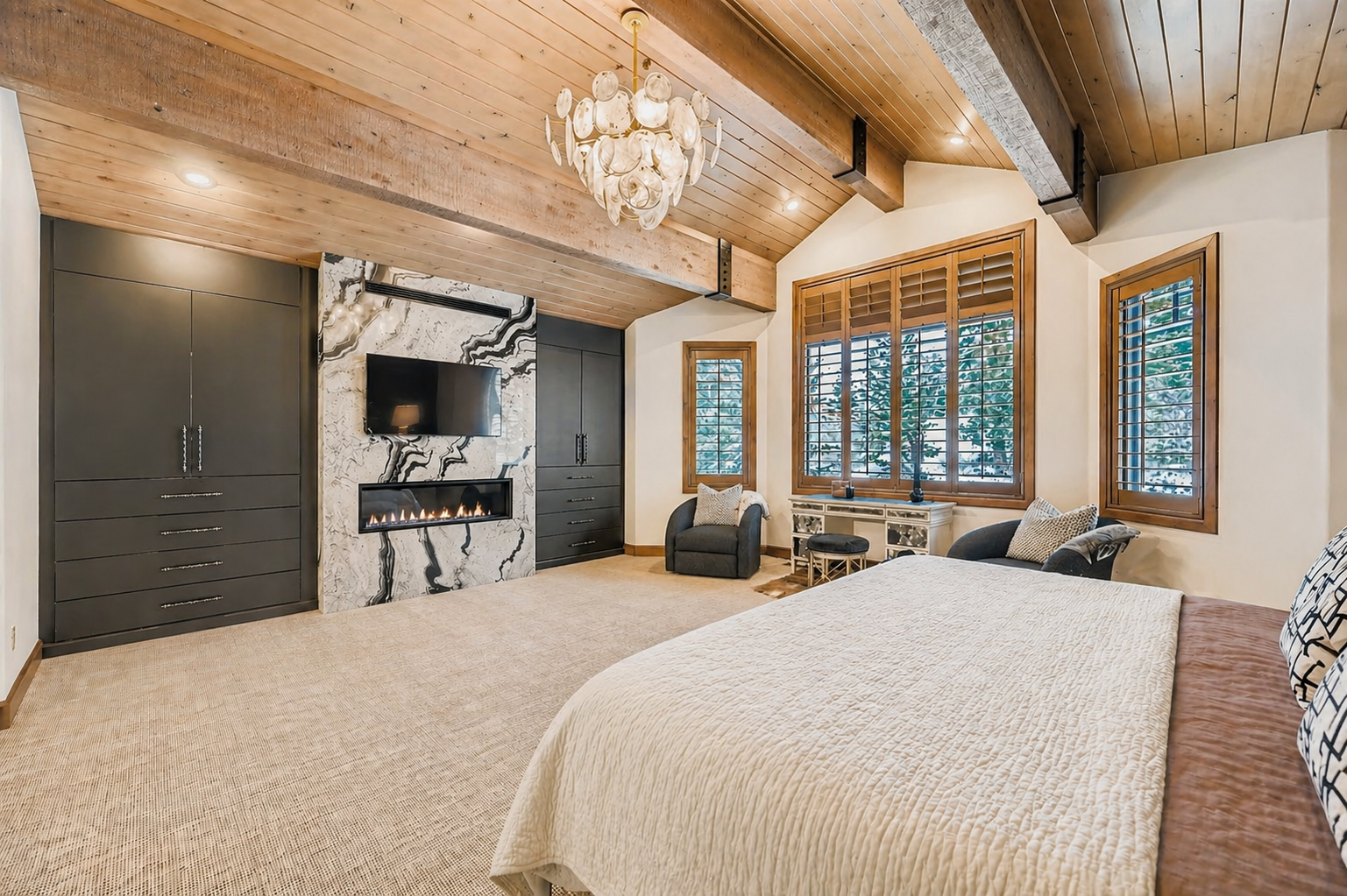 Modern, cozy and spacious primary suite.