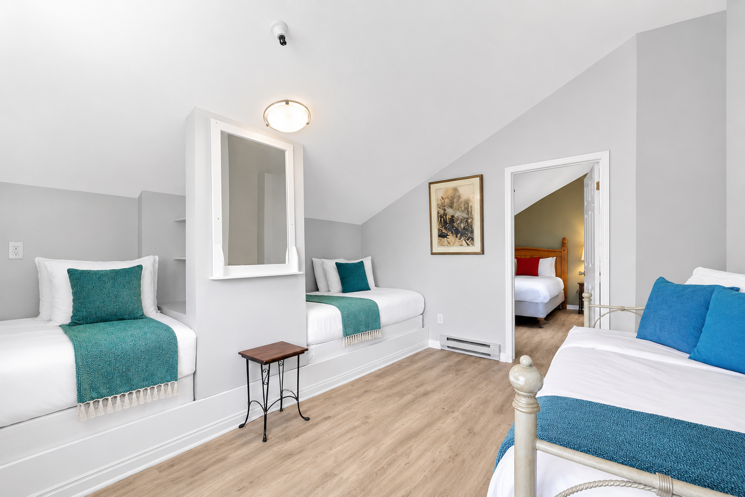 Cozy loft space with multiple built-in beds. Perfect for a group or family stay in the mountains.