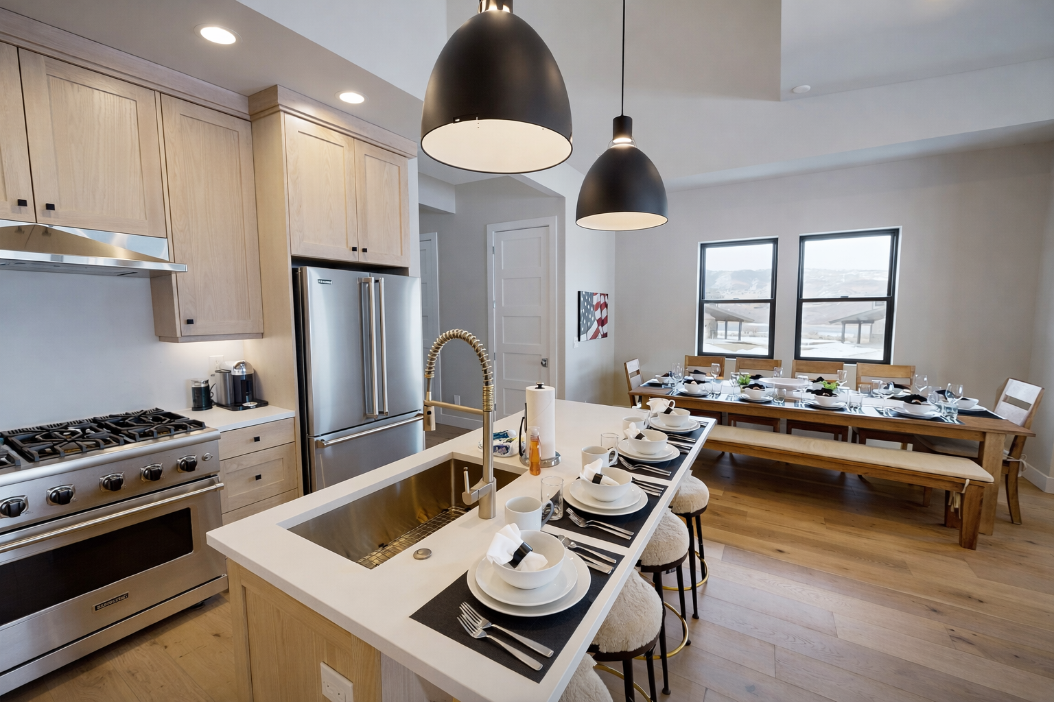 Your modern kitchen awaits with granite counters, gas range, and breakfast bar seating - perfect for cooking memorable meals together.