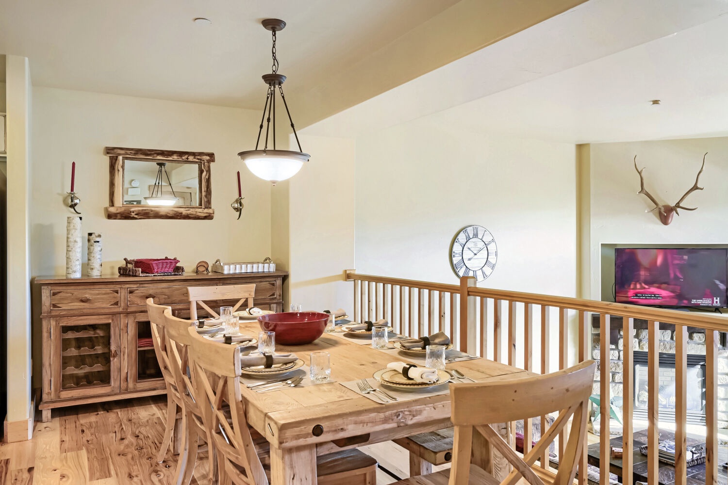Your rustic dining space awaits, with natural wood finishes and cozy mountain charm inviting you to gather for memorable meals with loved ones.