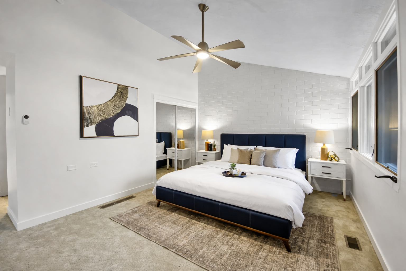 Unwind in our stylish, private space offering a comfortable bed, thoughtful amenities, and direct outdoor access for an ideal getaway.