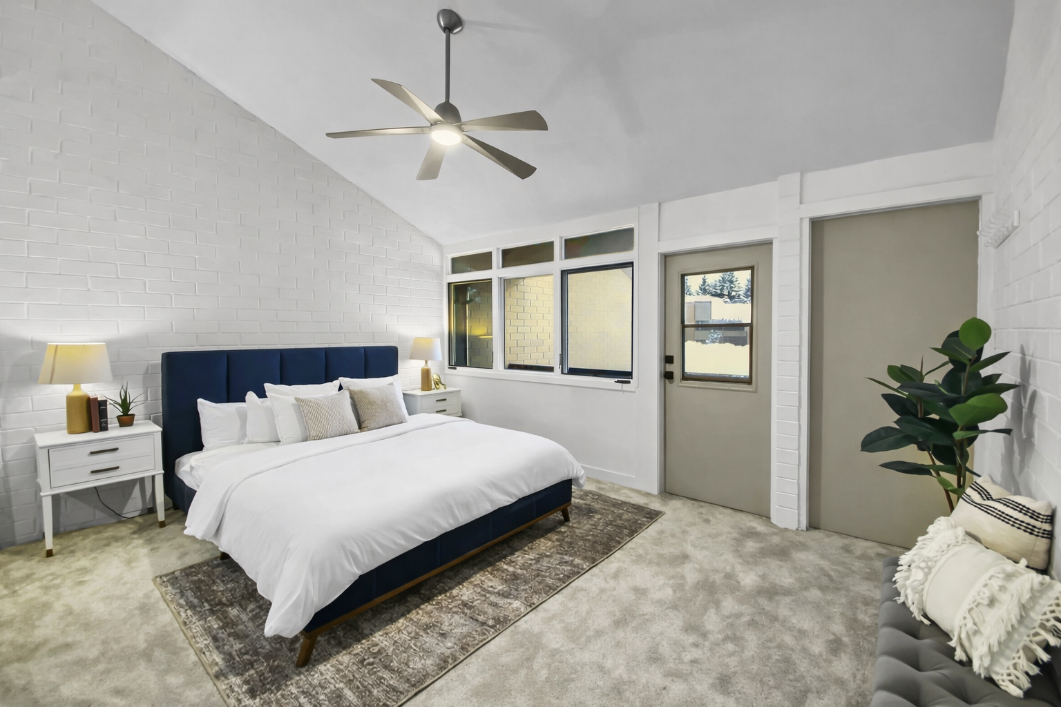 Unwind in our stylish, private space offering a comfortable bed, thoughtful amenities, and direct outdoor access for an ideal getaway.