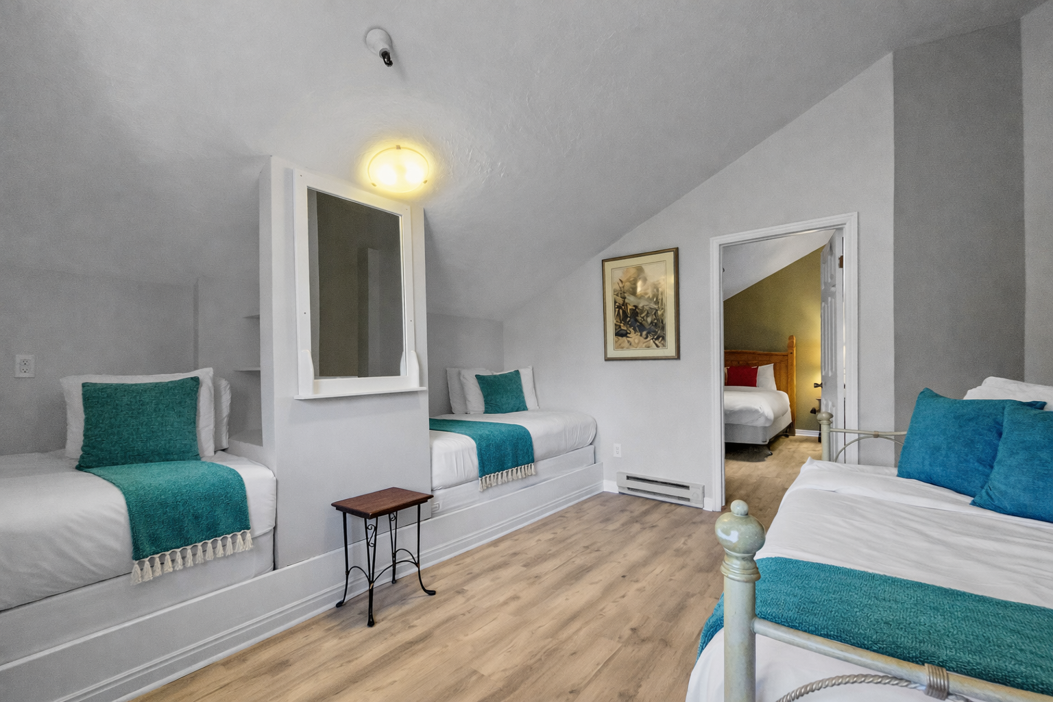 Cozy loft space with multiple built-in beds. Perfect for a group or family stay in the mountains.