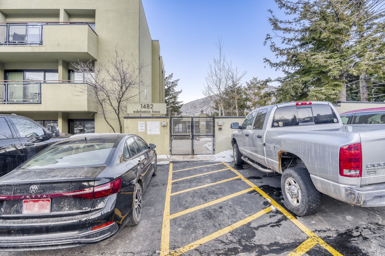 Convenient parking spaces available right at the property entrance with easy access to your accommodation.