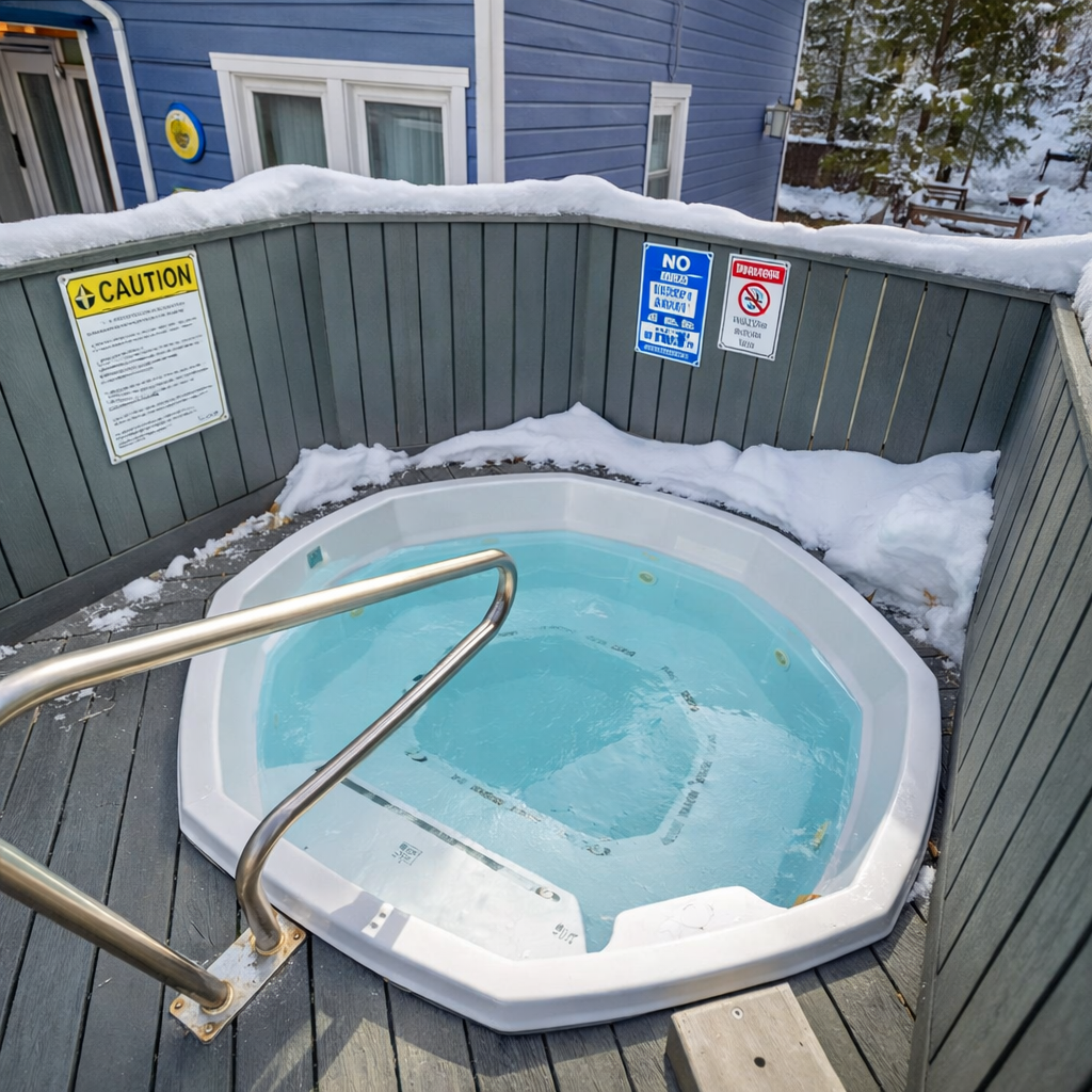 Relax in the communal outdoor hot tub. The perfect way to unwind after a day on the slopes in Park City.