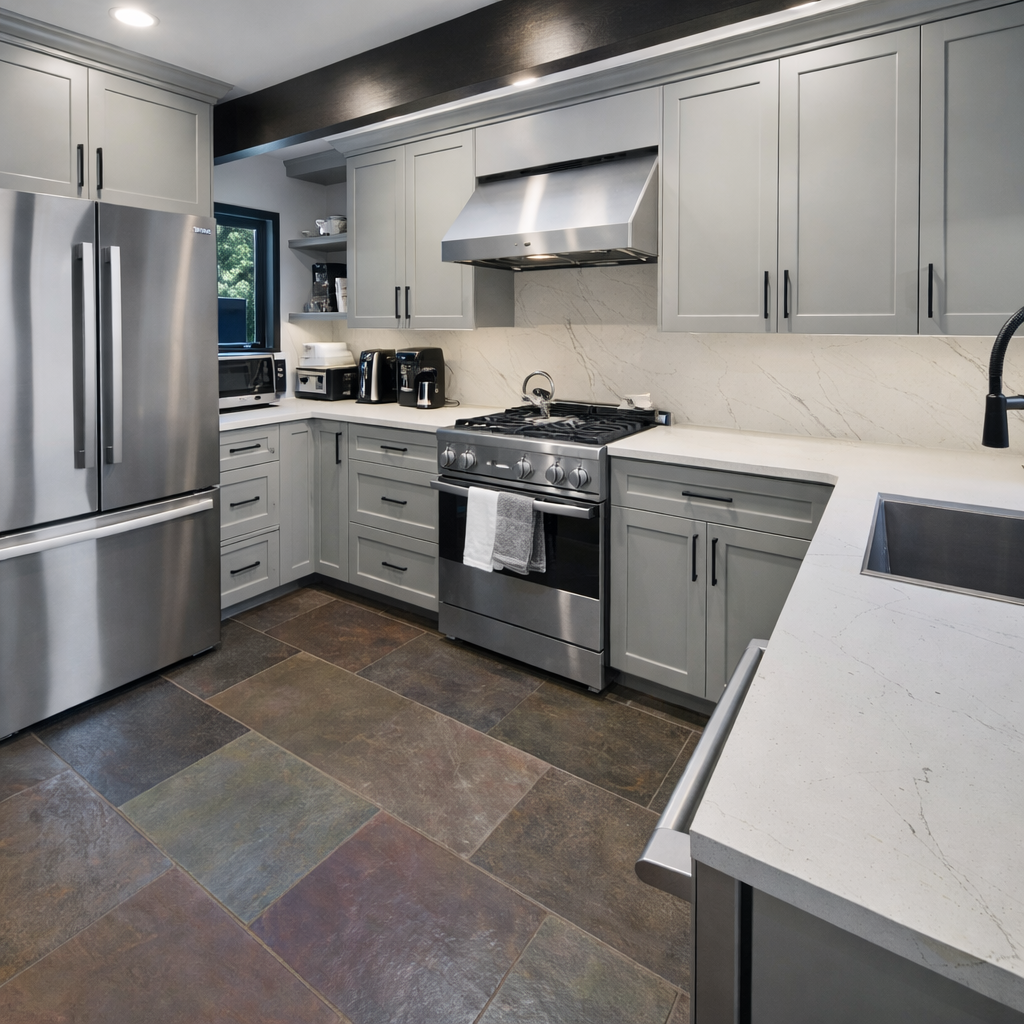 Fully-equipped modern kitchen with stainless steel appliances. All essentials included for preparing delicious meals during your stay.