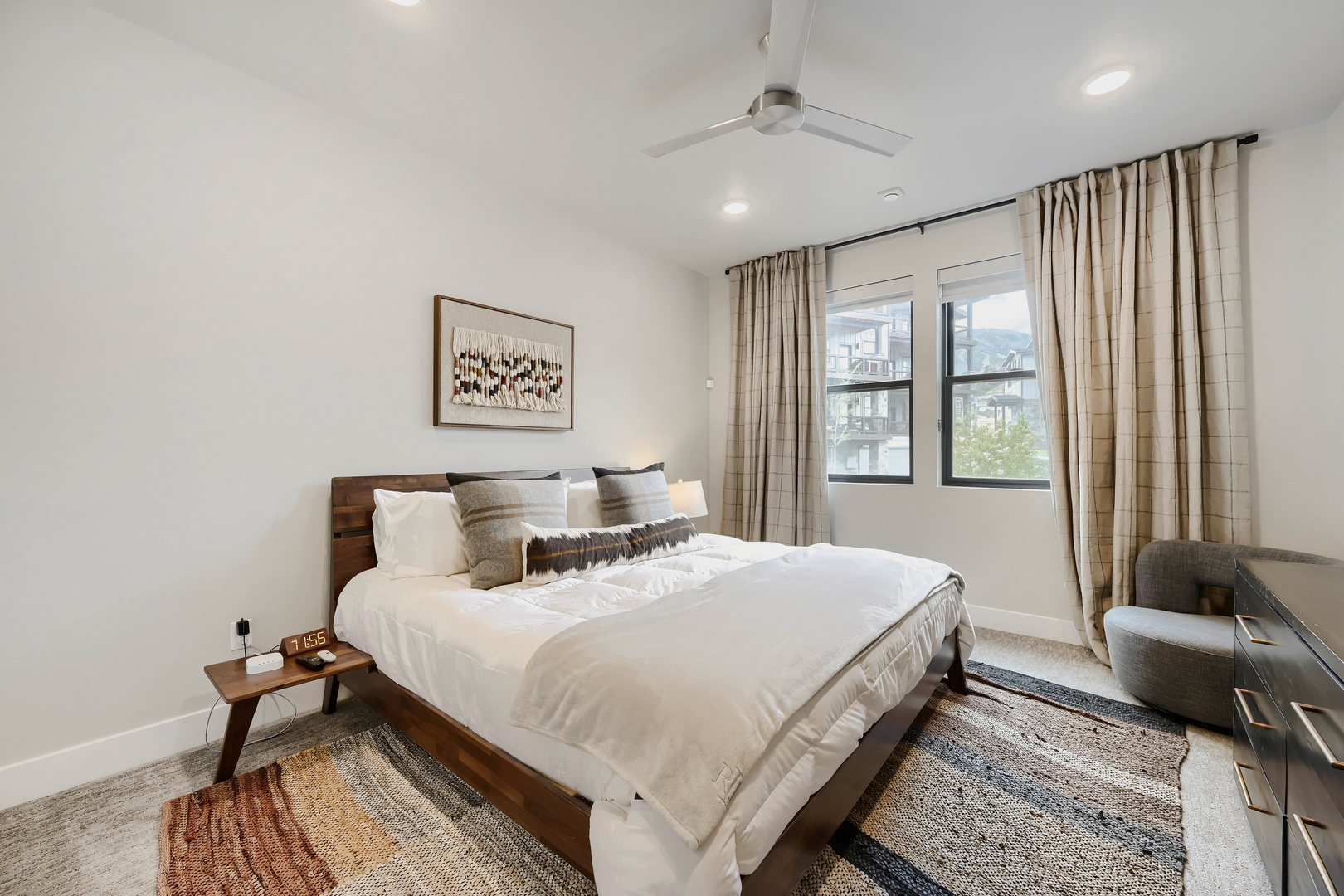 Slip into crisp linens and wake to mountain views framed by your windows. Soft textures and modern comfort create a peaceful retreat after your day of exploring.