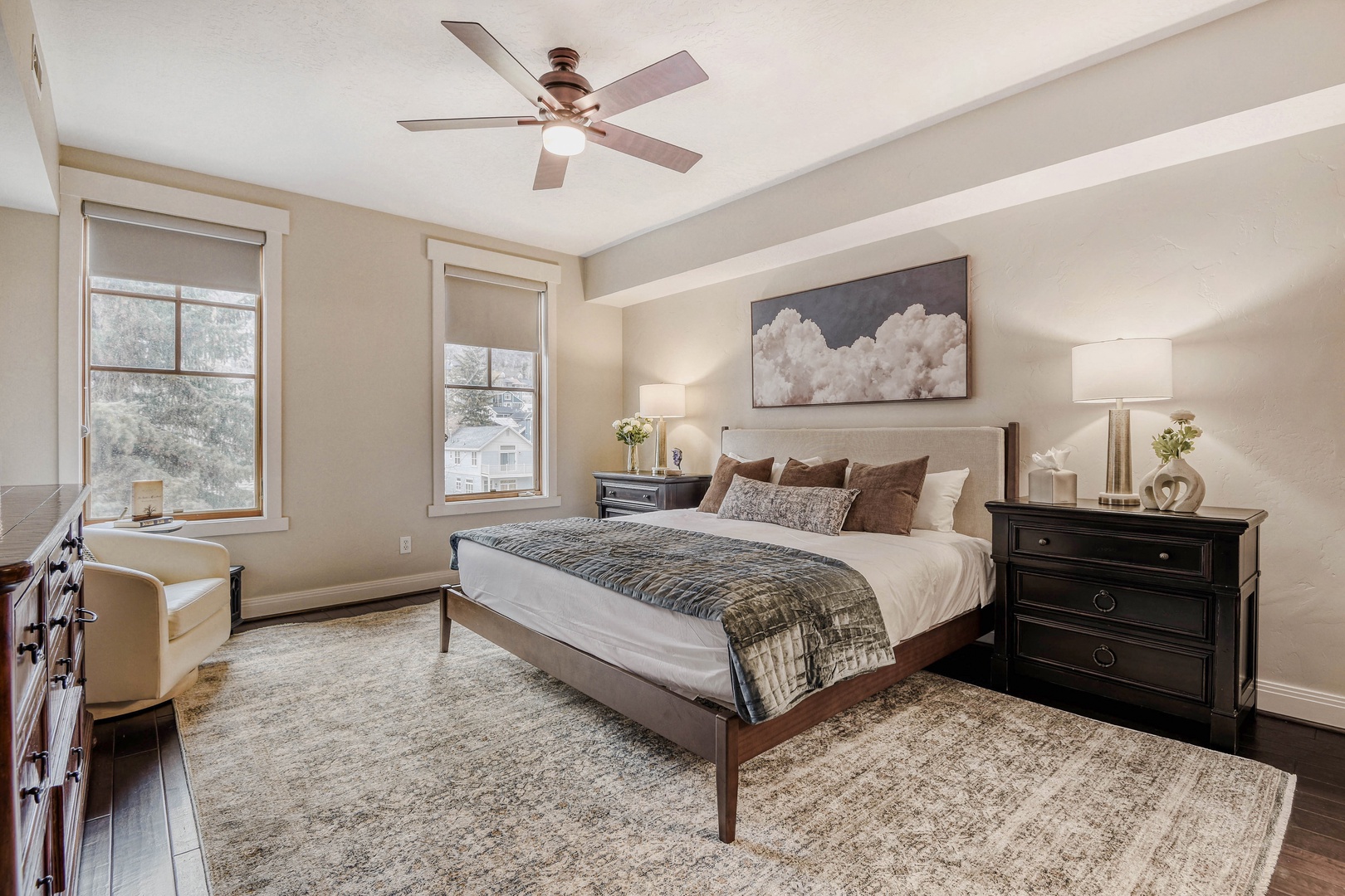 Drift into peaceful sleep in your elegantly appointed bedroom, where soft linens and thoughtful details create the perfect retreat.