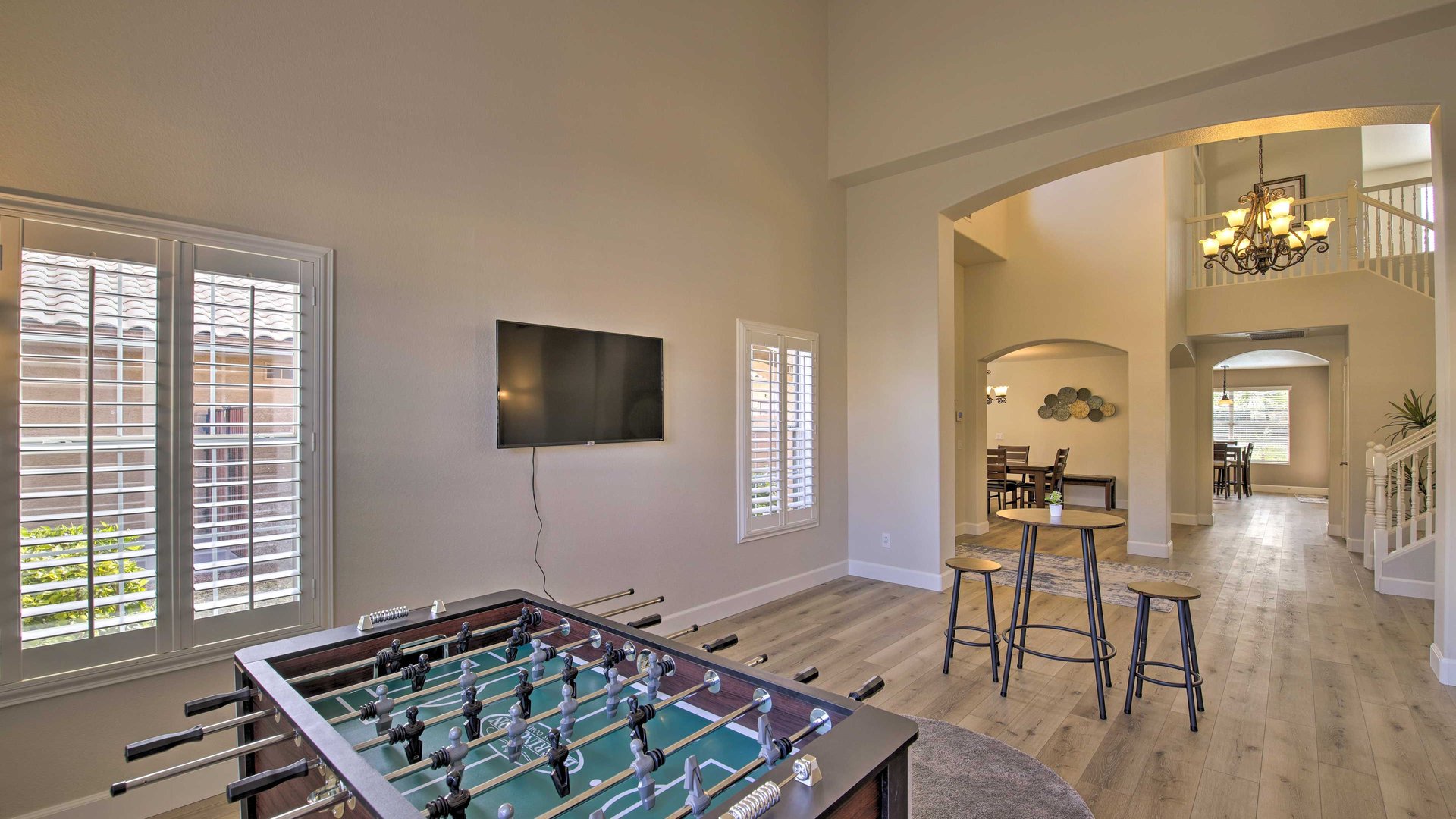 Challenge friends to foosball in your spacious game room