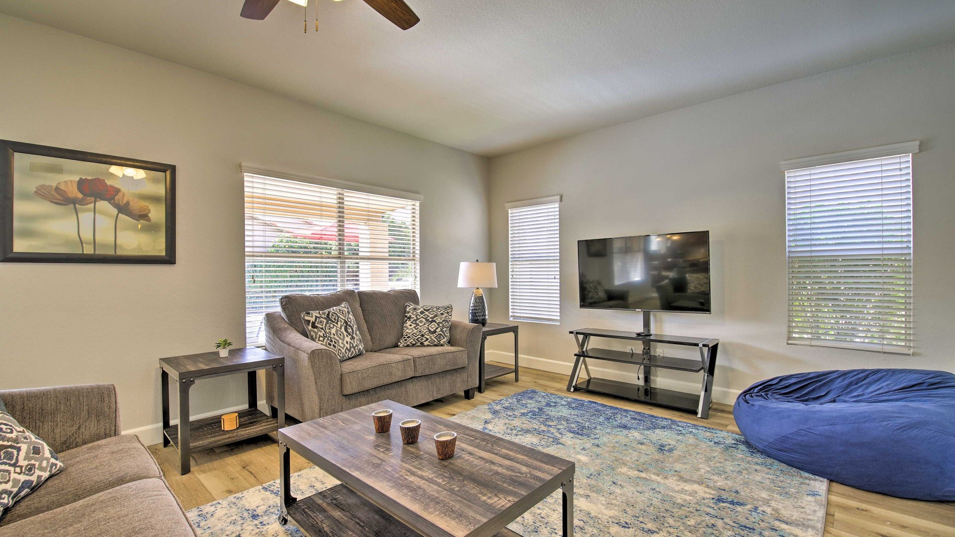 Relax in your bright living room with comfy seating