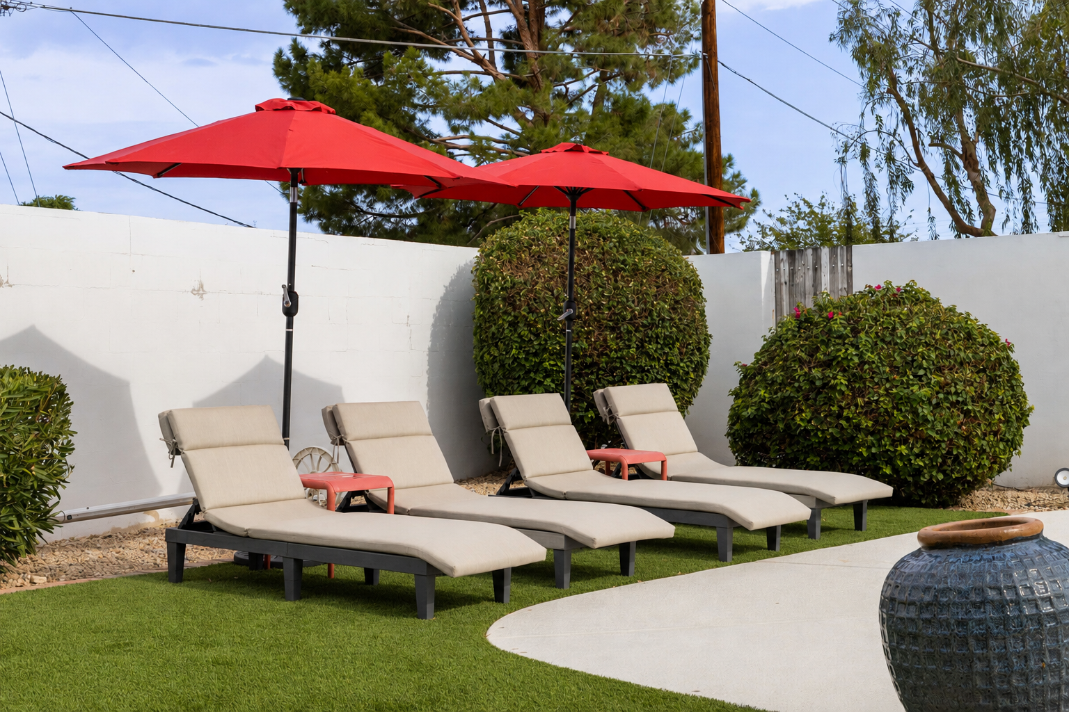 Relaxing with a complimentary heated pool view