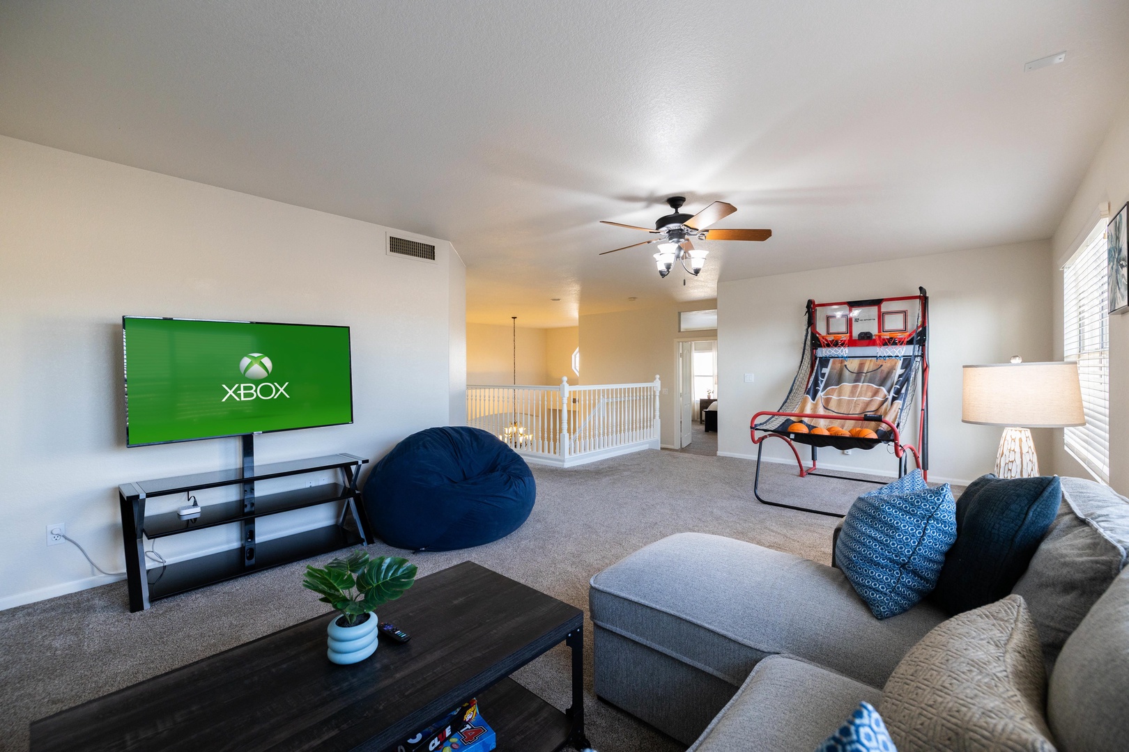 Fun game room with extra seating space for the kids!