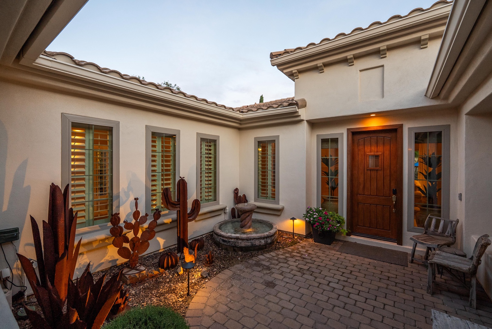 Well-lit front entrance