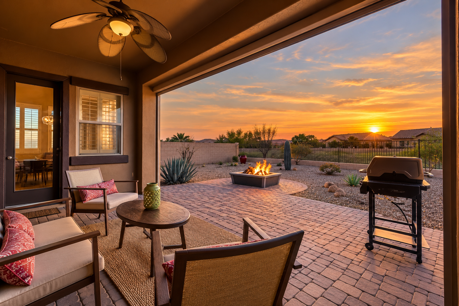 Sunset Patio with Fire Pit and Grill