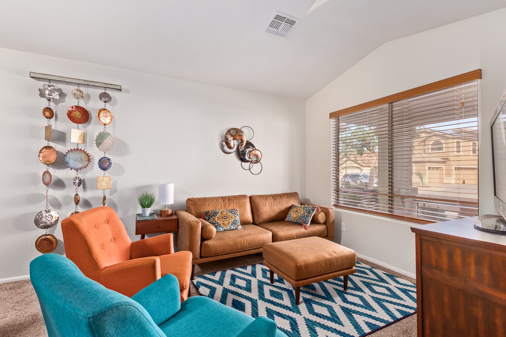 Sink into this vibrant living space