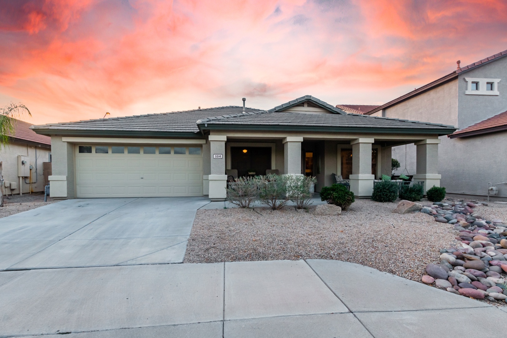 Beautiful single-story home with desert landscaping