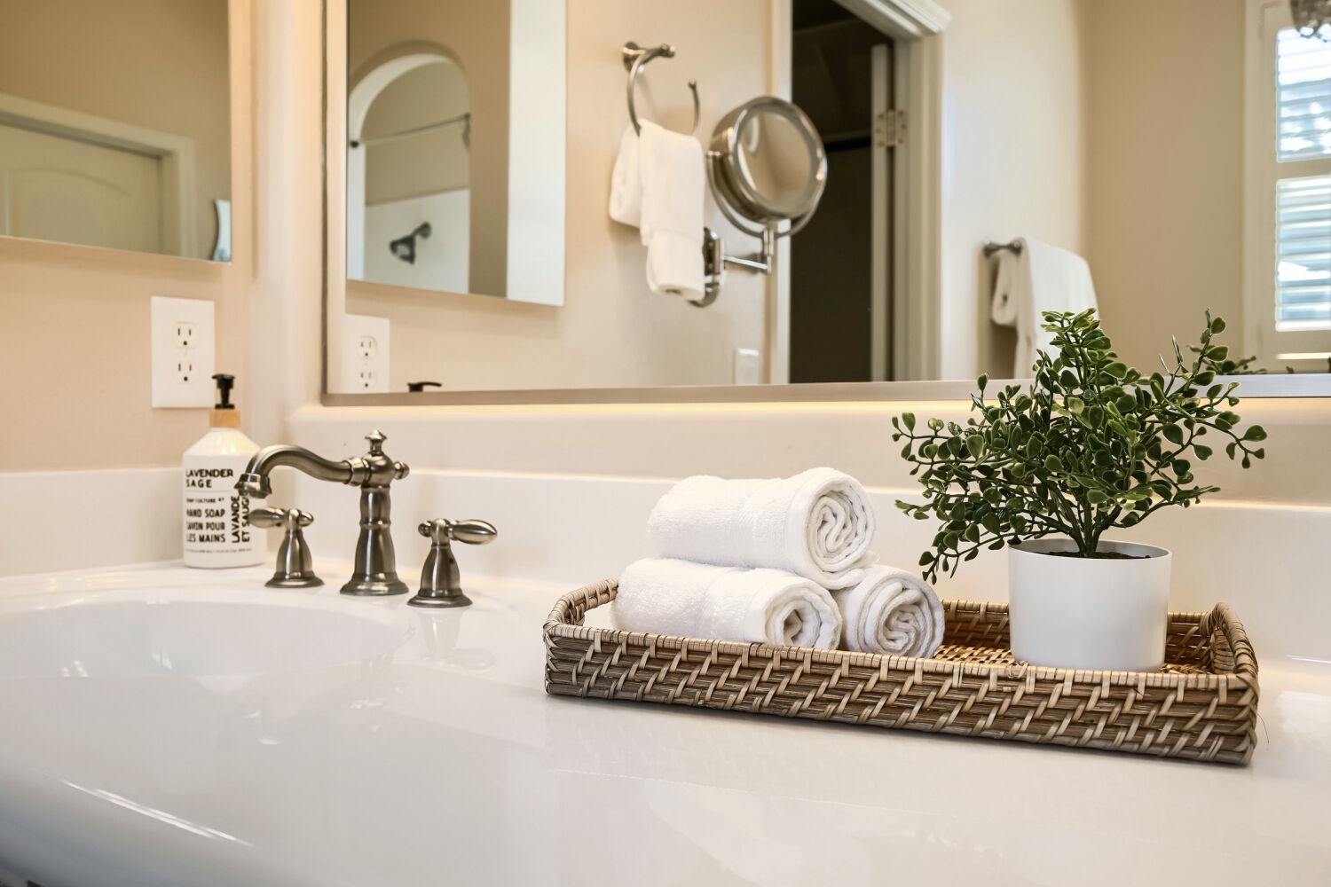 Refresh in your thoughtfully appointed bathroom, complete with plush towels and elegant finishes that make you feel right at home.