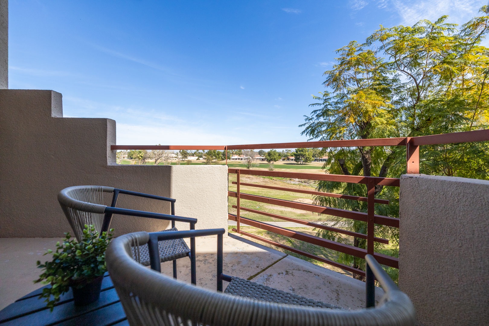 Step onto your private balcony and soak in peaceful views of lush greenery and open landscapes.