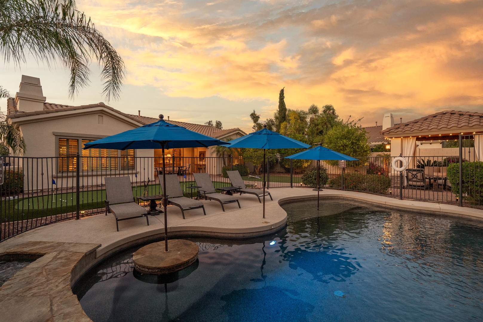Golden hour views by the pool