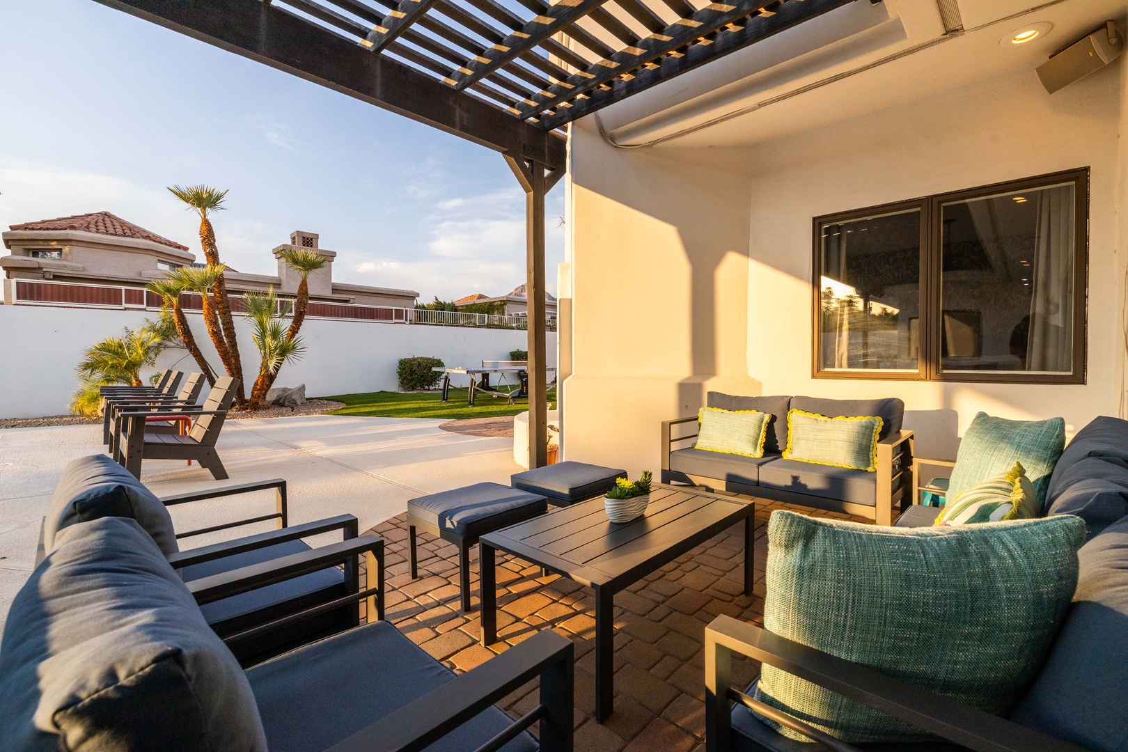 Wind down your day with cool drink in the backyard
