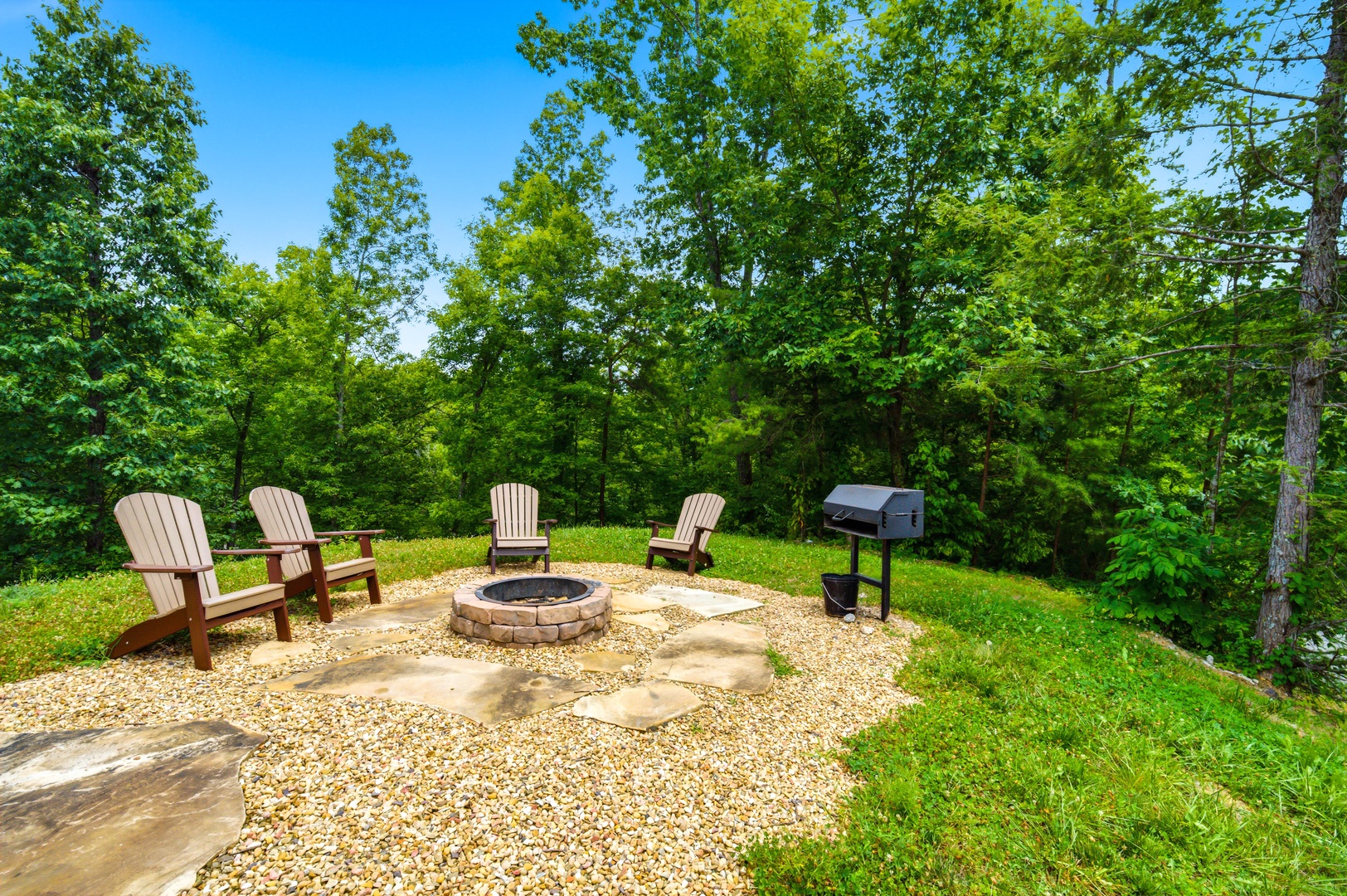 Gather around the fire pit under open skies, surrounded by lush forest. Grill your favorite meal, sink into an Adirondack chair, and let nature set the scene for unforgettable evenings.