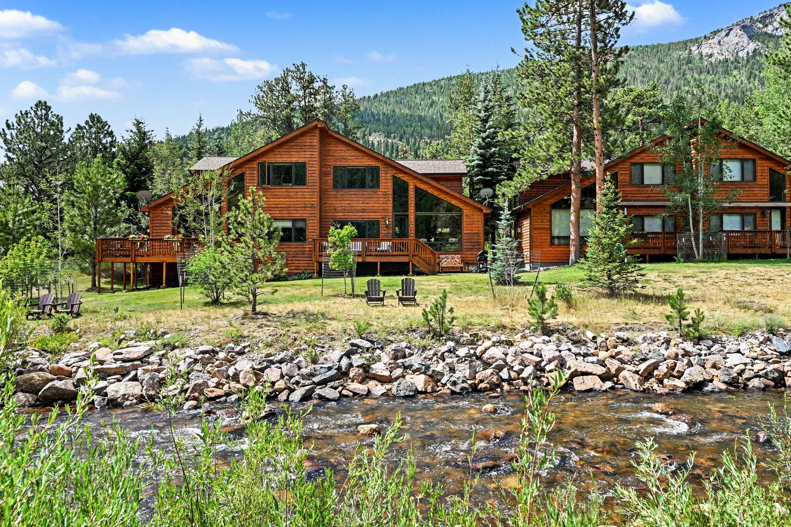 This beautiful home is riverfront with amazing views.