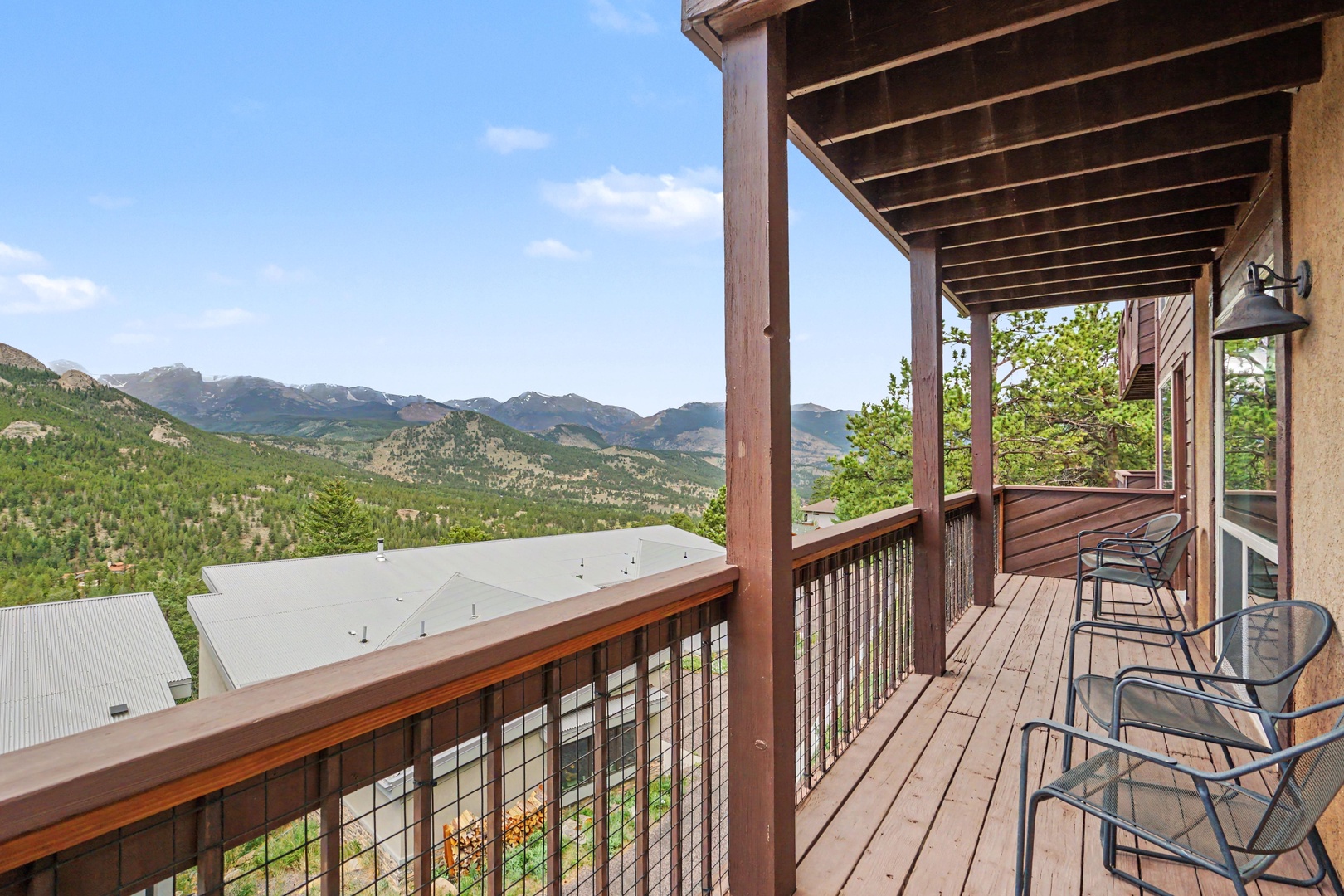Sip your morning coffee while overlooking majestic mountain peaks from the private balcony.