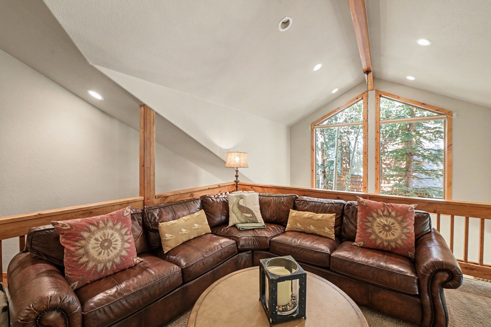 Sectional sofa in the upper loft area.