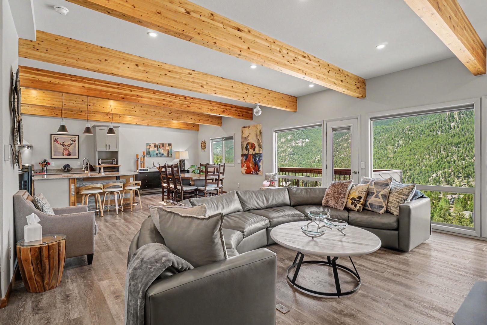 Relax in the free flowing layout of your living space with stunning mountain views.