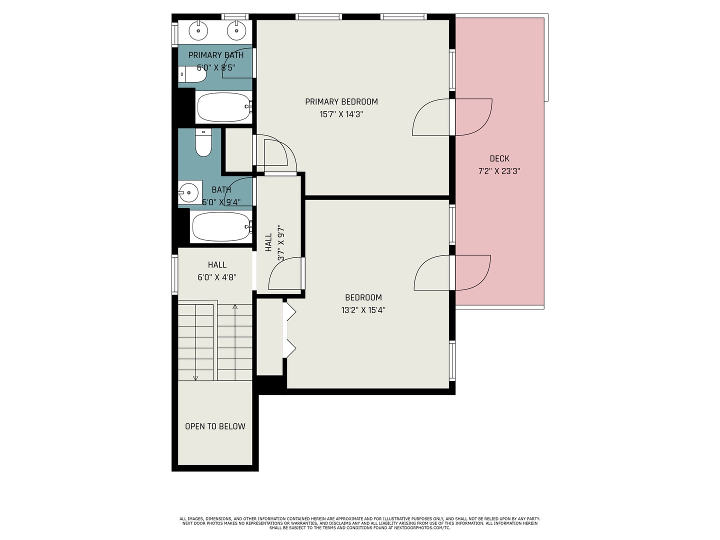 Floor plan for the primary and guest bedrooms. 