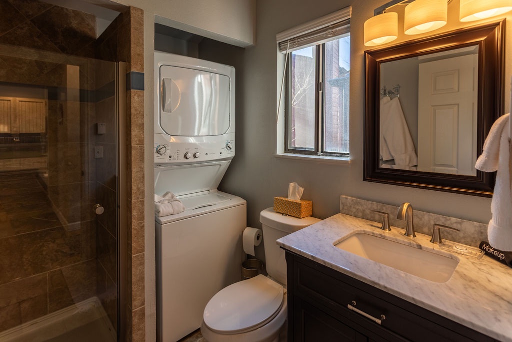 Enjoy your half bathroom with convenient in-unit laundry for total convenience.