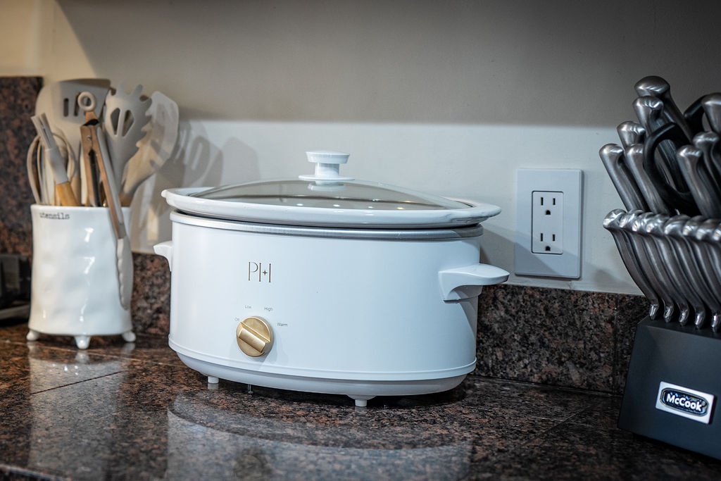 Your well-equipped kitchen features modern appliances like this slow cooker, making it easy to prepare delicious home-cooked meals during your stay.