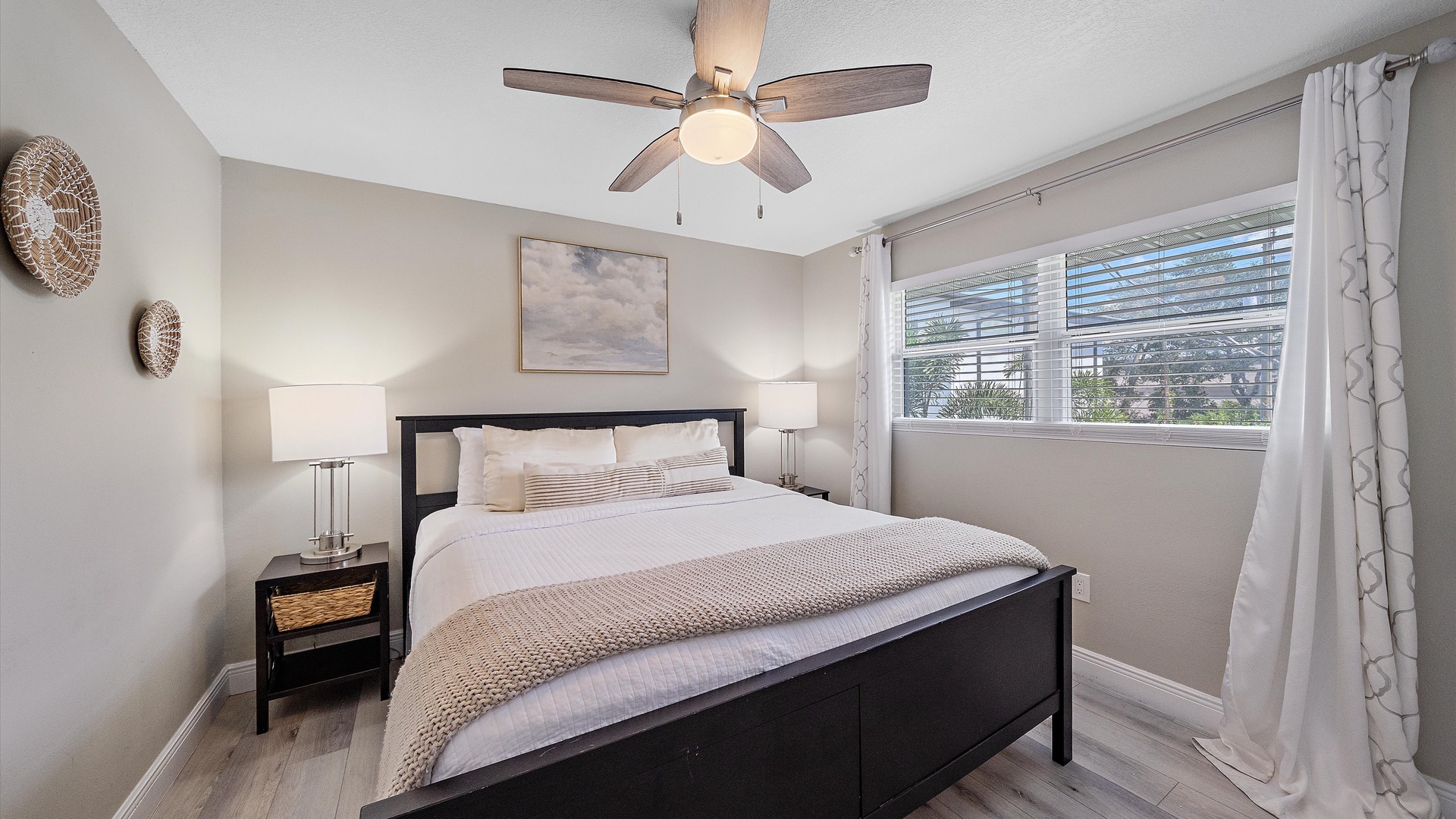 Drift off in your serene bedroom, where soft linens and thoughtful touches create a peaceful retreat after your day's adventures.