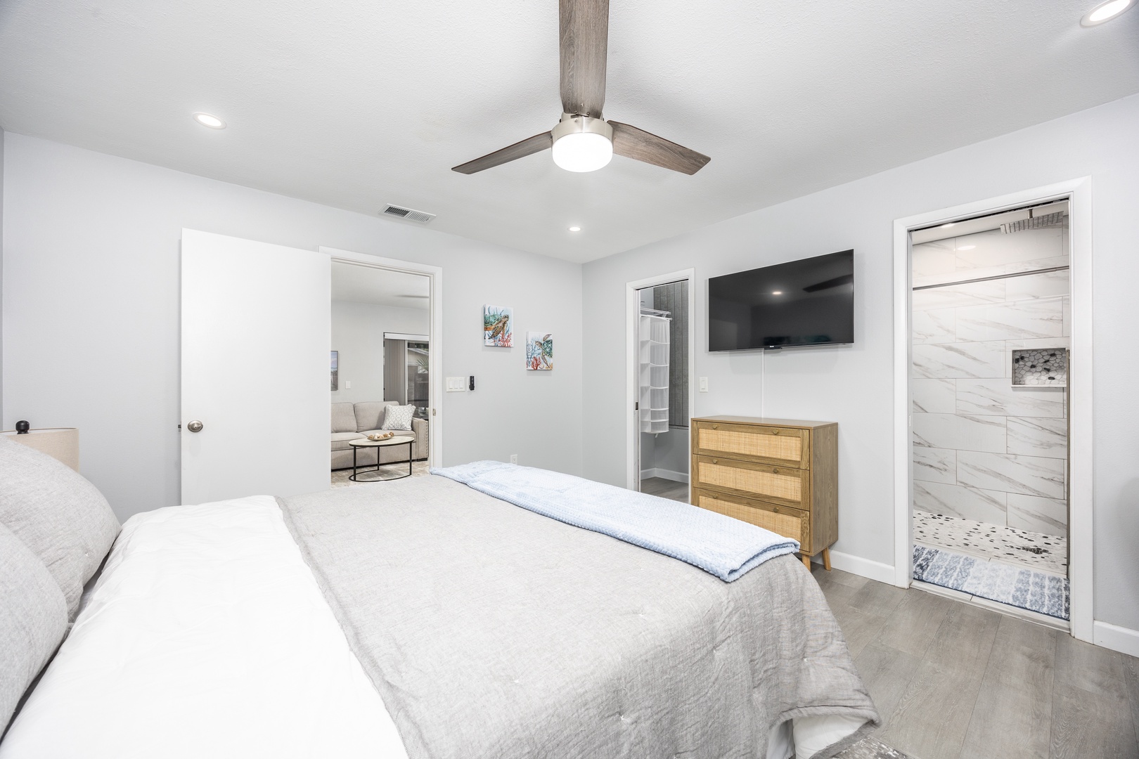 Sink into your private sanctuary with crisp linens, modern touches, and your own ensuite bathroom just steps away.