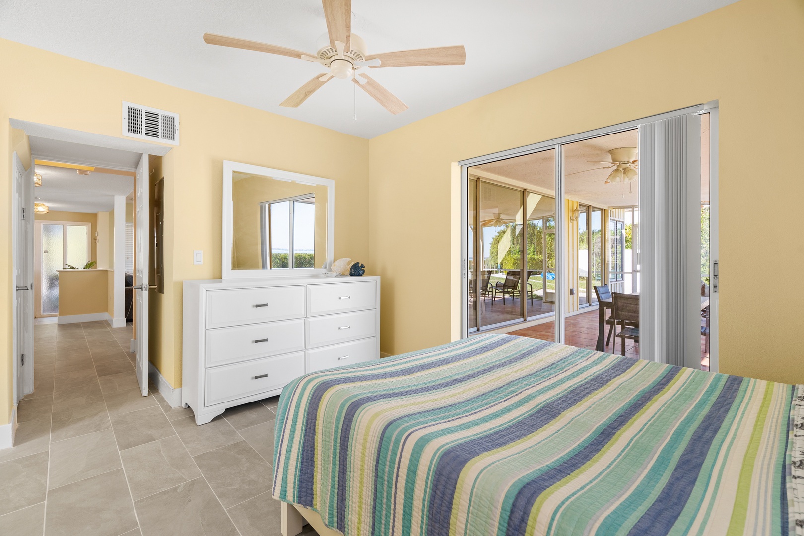 Wake up to tropical breezes with your ceiling fan keeping you cool and comfortable throughout your peaceful vacation stay.